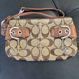 Coach Brown Monogram Clutch Wristlet